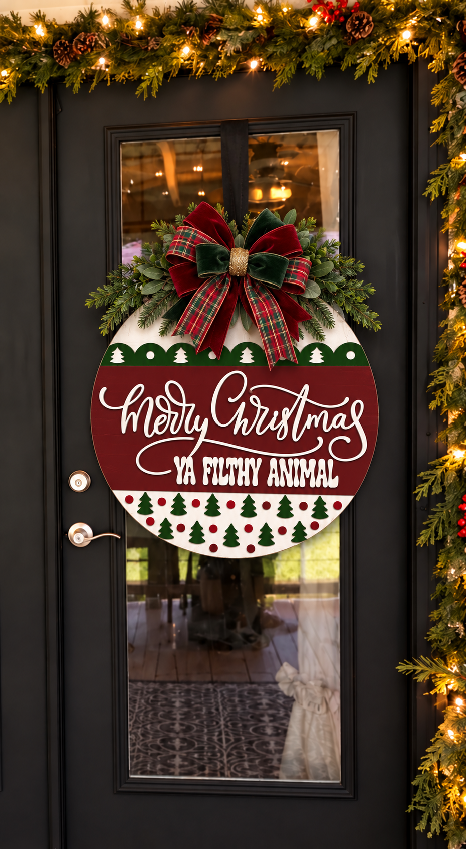 Merry Christmas Ya Filthy Animal Door Hanger