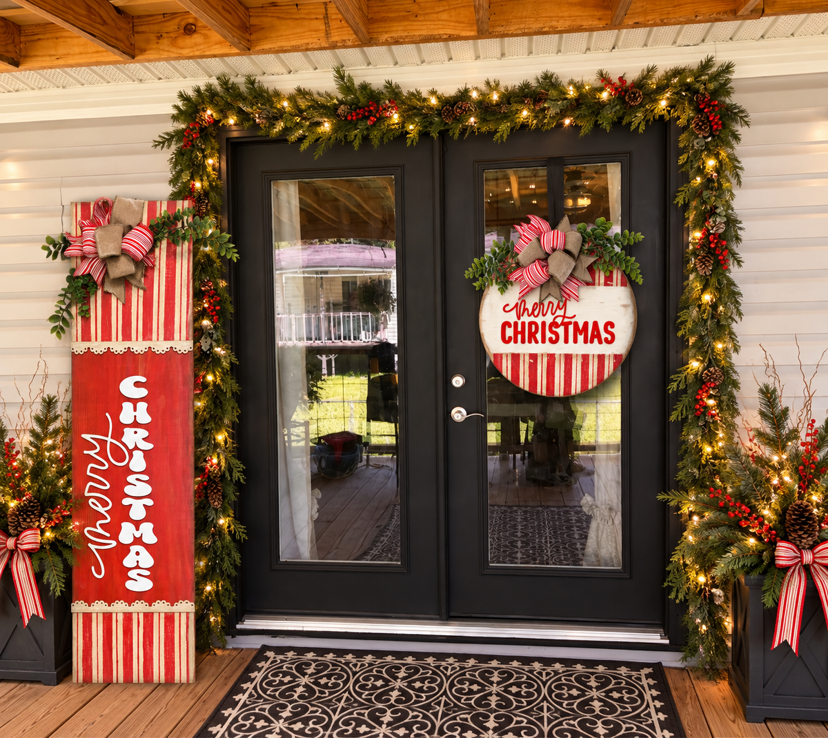 Merry Christmas Door Hanger & Porch Leaner